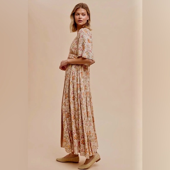 NWT Bobo Print Flowy Smocked Maxi Dress - Picture 2 of 3